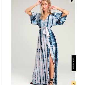 Seaside Dream lavender and navy tie dye maxi